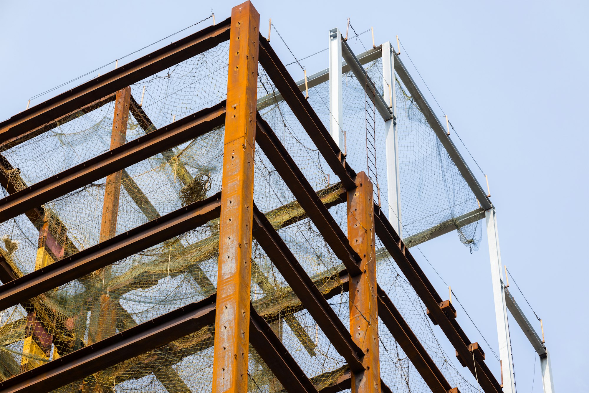 Steel frames of a building under construction